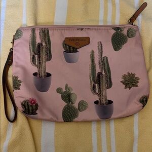 Pink Cactus Print Wristlet